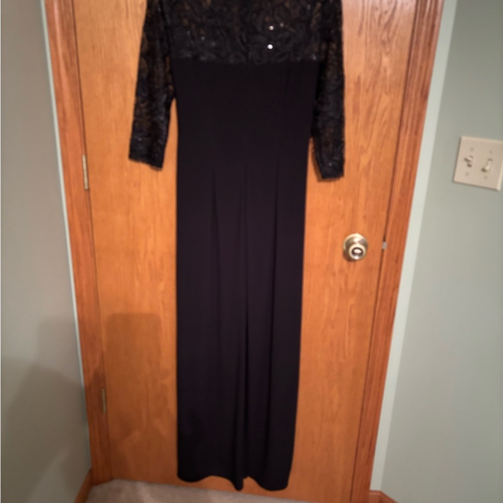 Alex Evenings Black Sequin Long Sleeve Gown